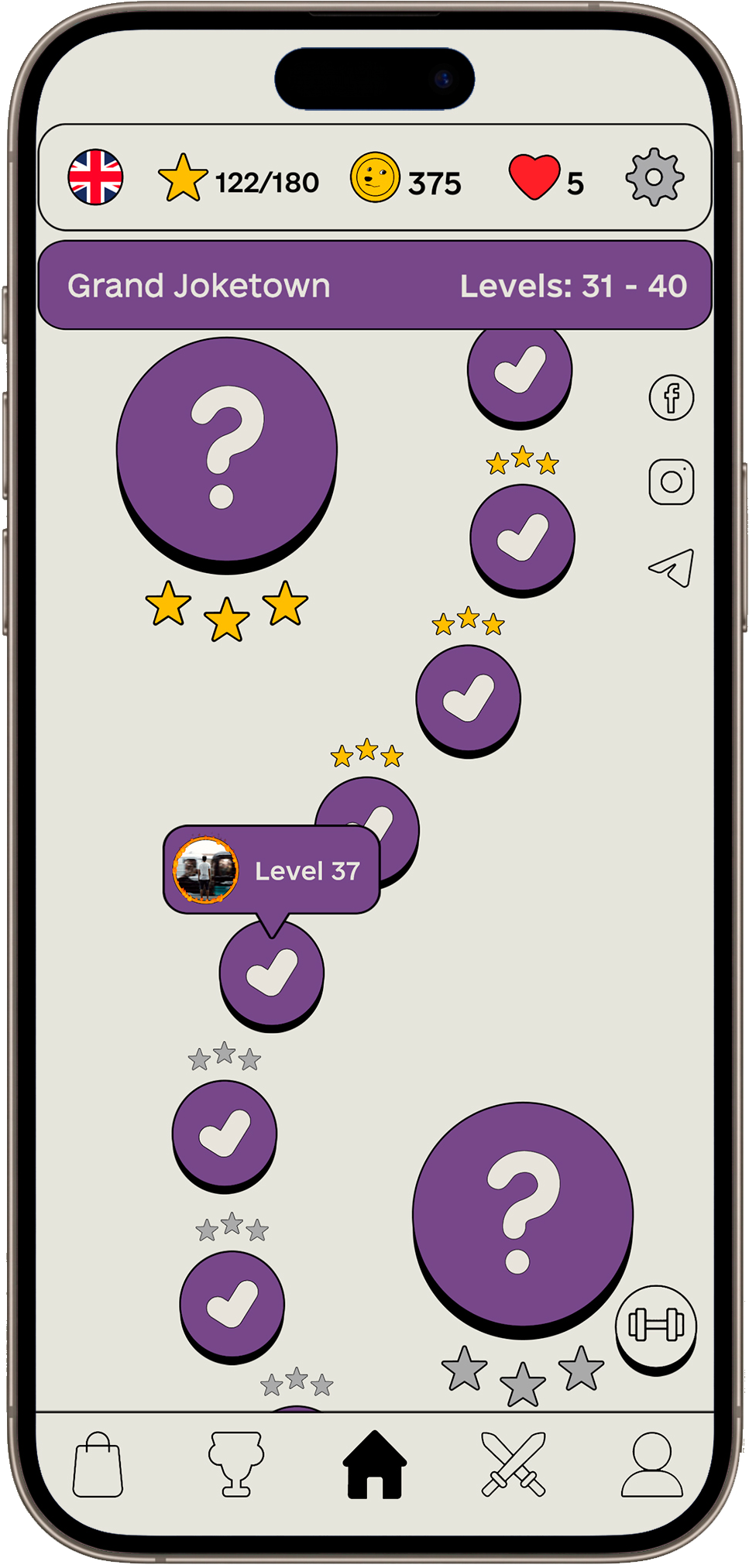 Memesick level progression screen